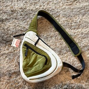 NWT Free People FP Movement Cold Shoulder Sling Bag Olive Ivory Crossbody